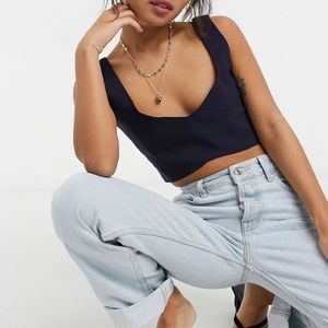 VESPER navy crop top (size S)